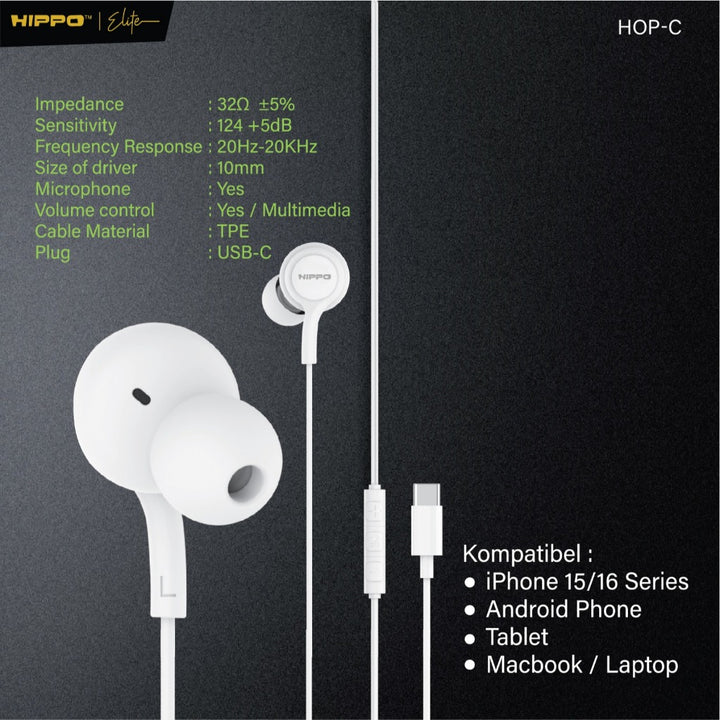Hippo Wired Earphone type-C HOP-C Kabel 2
