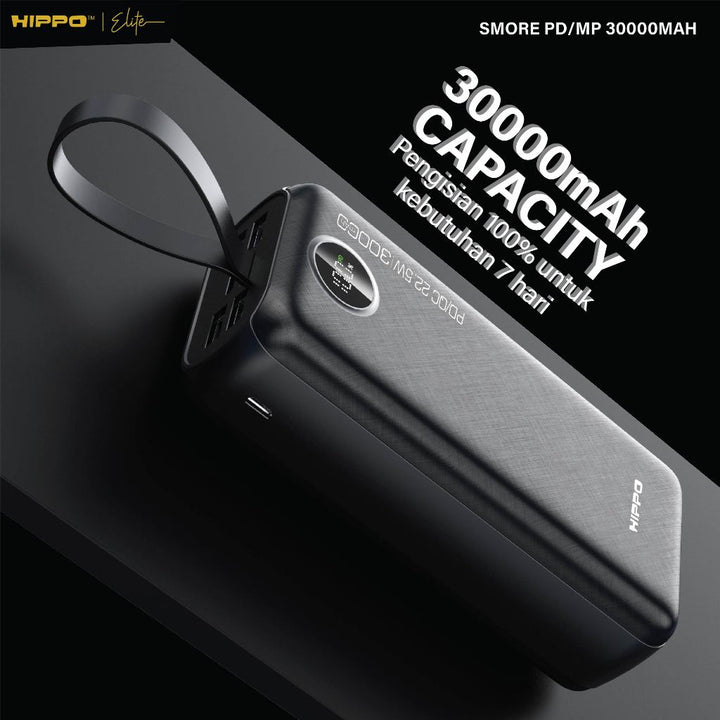 Hippo Powerbank Smore PD 22,5W 30000mAh Quick Fast Charging Power Bank Type C Power Delivery QC 5 Port Output  3