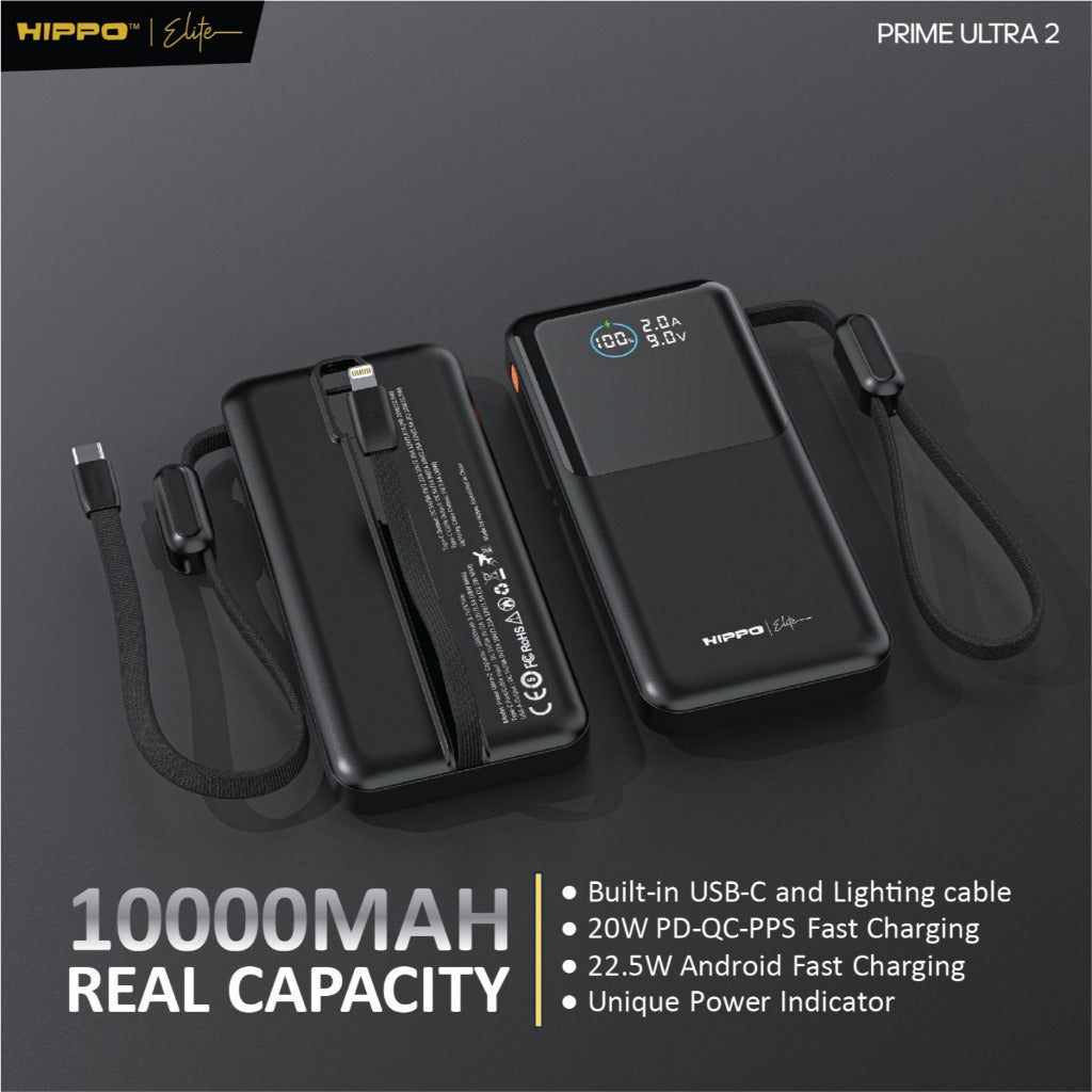Hippo Elite PowerBank Prime Ultra2 10000 Mah 4 Port Output 1 Port Input 3