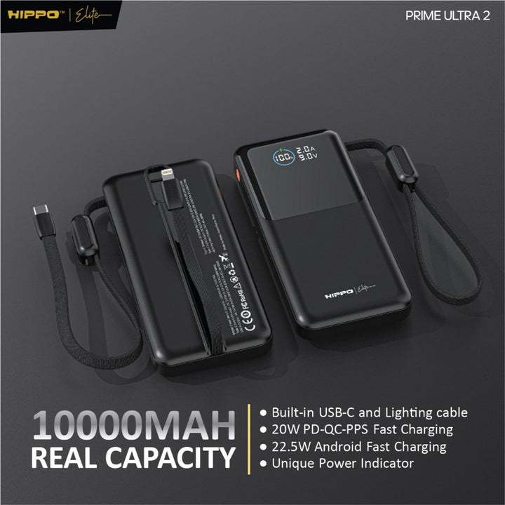 Hippo Elite PowerBank Prime Ultra2 10000 Mah 4 Port Output 1 Port Input 3