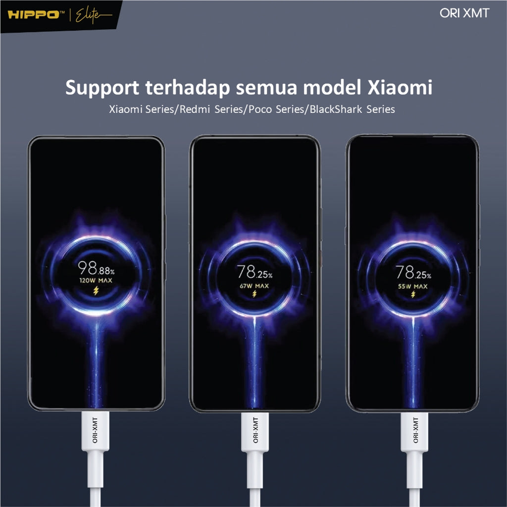 Hippo Elite Cable Xiaomi 120W Turbo Charge HC-XMT White Length 100cm 3