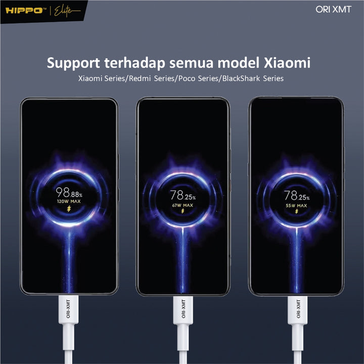 Hippo Elite Cable Xiaomi 120W Turbo Charge HC-XMT White Length 100cm 3