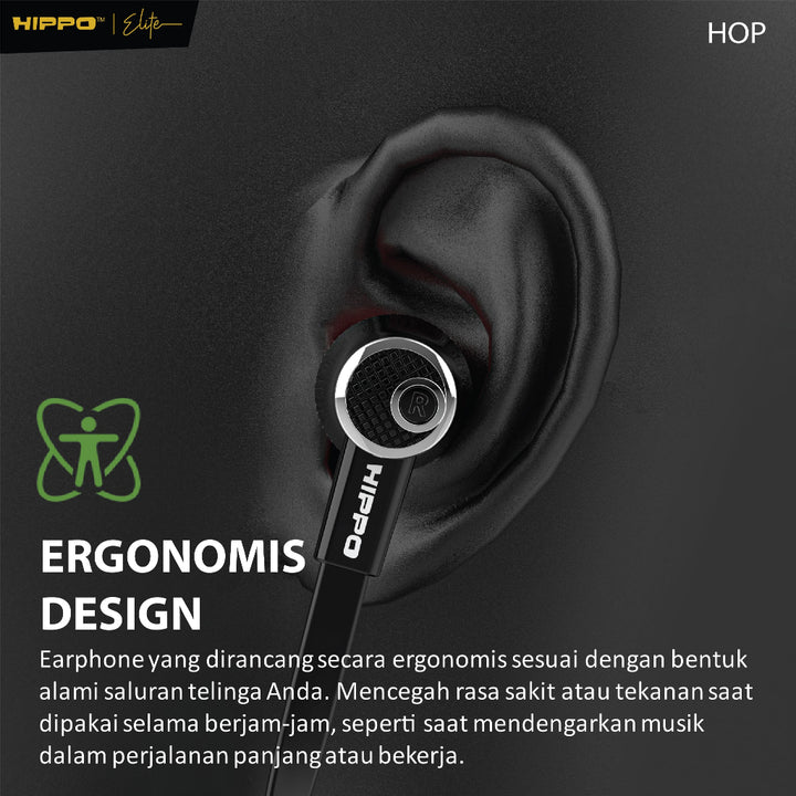 Hippo Earphone Hop Super Bass Jack 3.5 mm Wired Handsfree Android Original Earbuds Headset 6