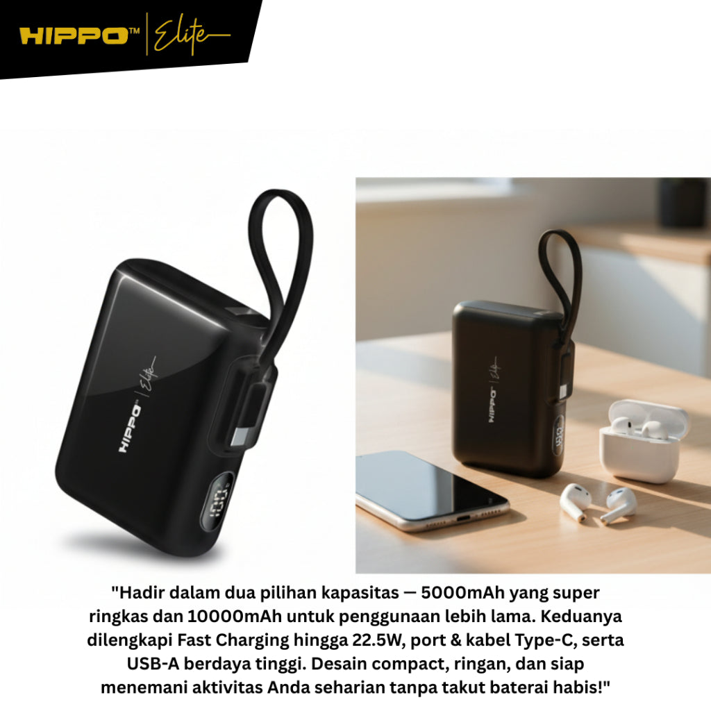 [CCC Certified] Hippo Elite Powerbank Pearl 5000mAh / 10000mAh / Dock Only / Full 1 Set  PD 22,5W Power Delive 3