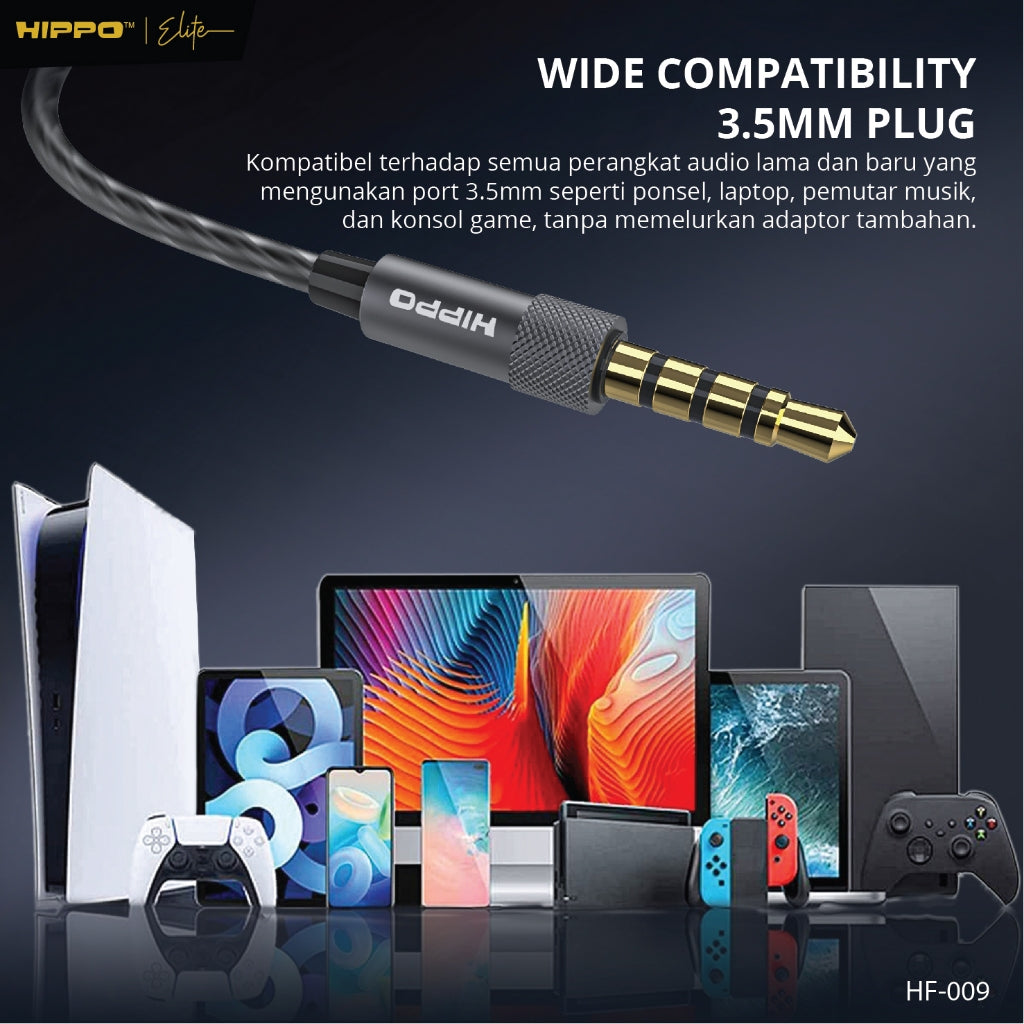 Hippo Earphone HF-009 Super Bass Jack 3.5 mm Wired Handsfree Android Original Earbuds Headset 8