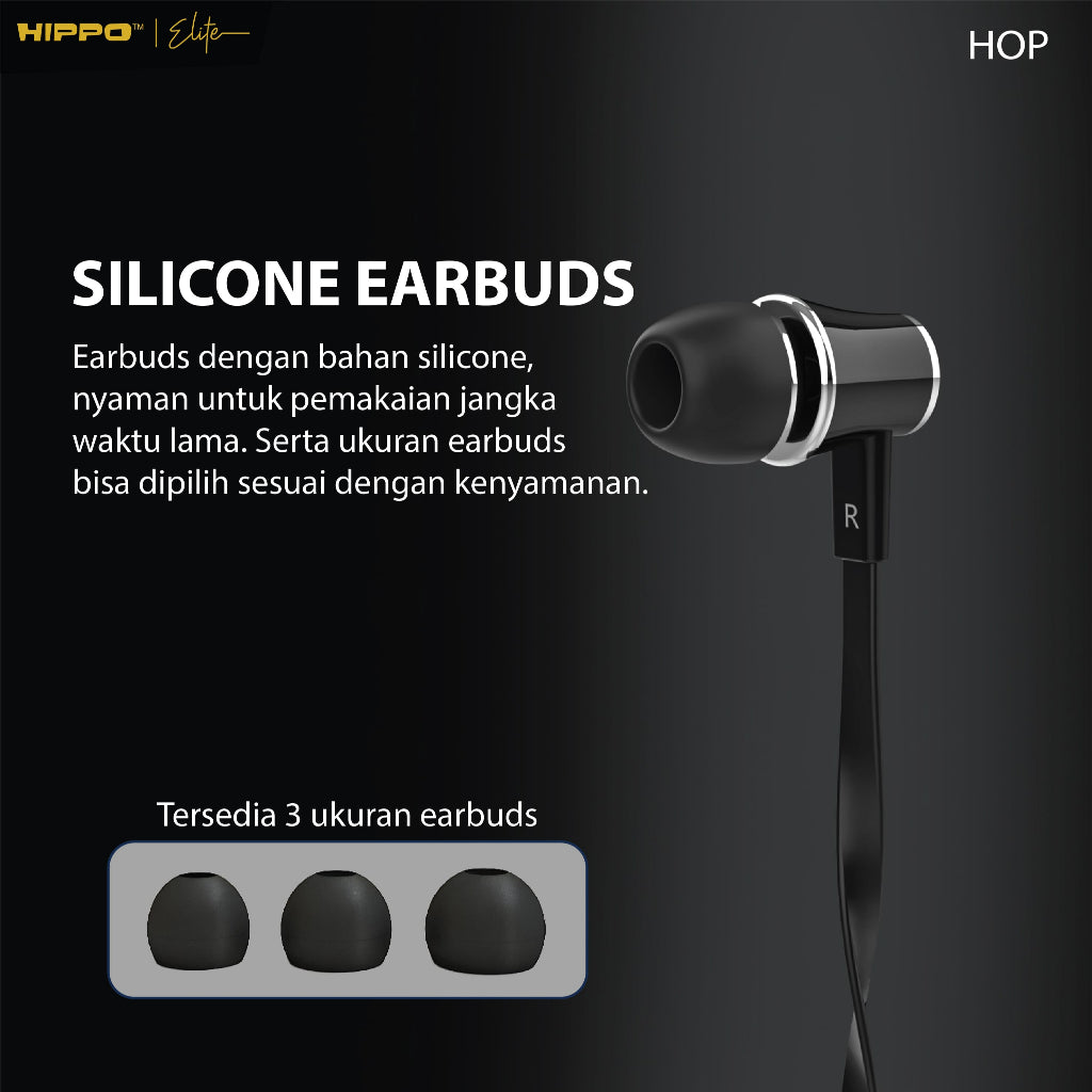 Hippo Earphone Hop Super Bass Jack 3.5 mm Wired Handsfree Android Original Earbuds Headset 4