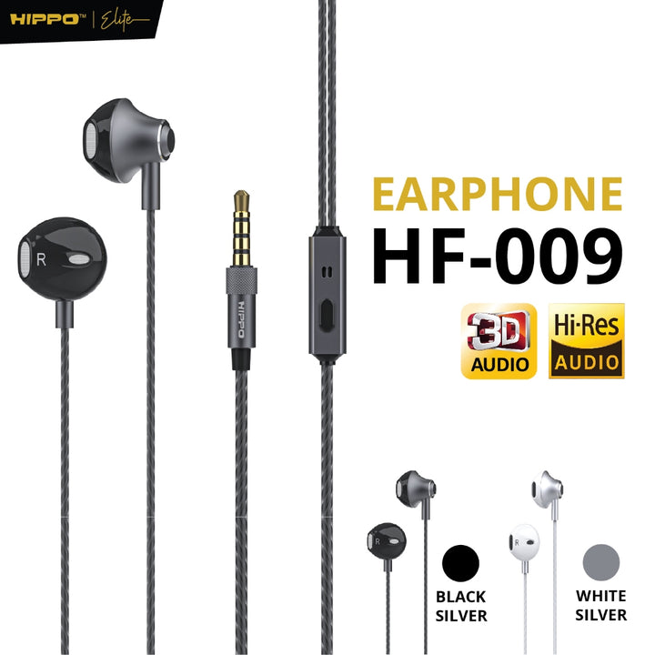 Hippo Earphone HF-009 Super Bass Jack 3.5 mm Wired Handsfree Android Original Earbuds Headset