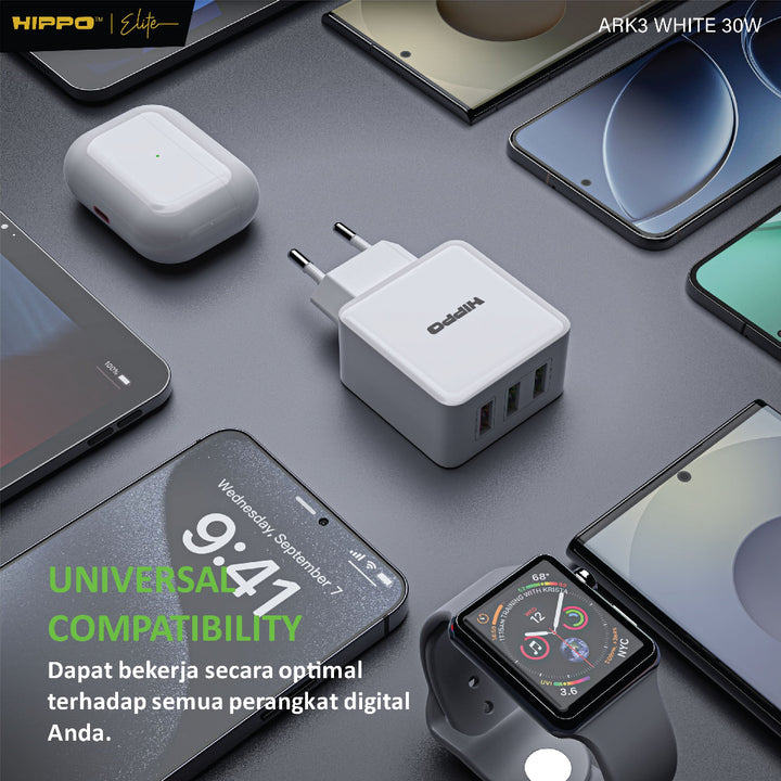 Hippo Adaptor ARK 3 30W Quick Fast Charging 3.0 Travel Adapter Kepala Casan Colokan Charger Rumah type C QC 3  8