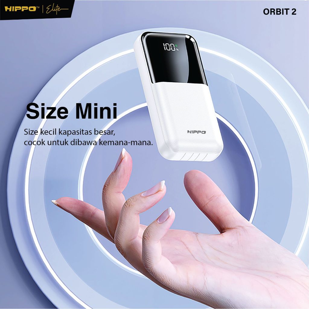 Hippo Powerbank Orbit2 10.000 Mah Pd 22.5W Type C Lightning Fast Charging Power Delivery Mini Size With Led In 8