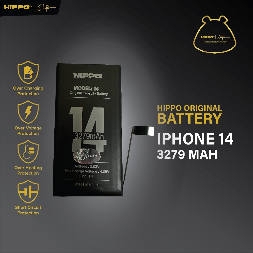 Hippo Baterai Iphone 14 3279mAh Battery Batere Batrai Batre Original Cell Garansi resmi