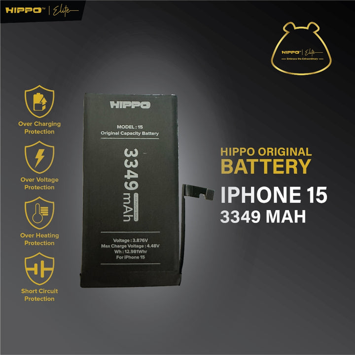 Hippo Baterai Iphone 15 3349mAh Battery Batere Batrai Batre Original Cell Garansi resmi