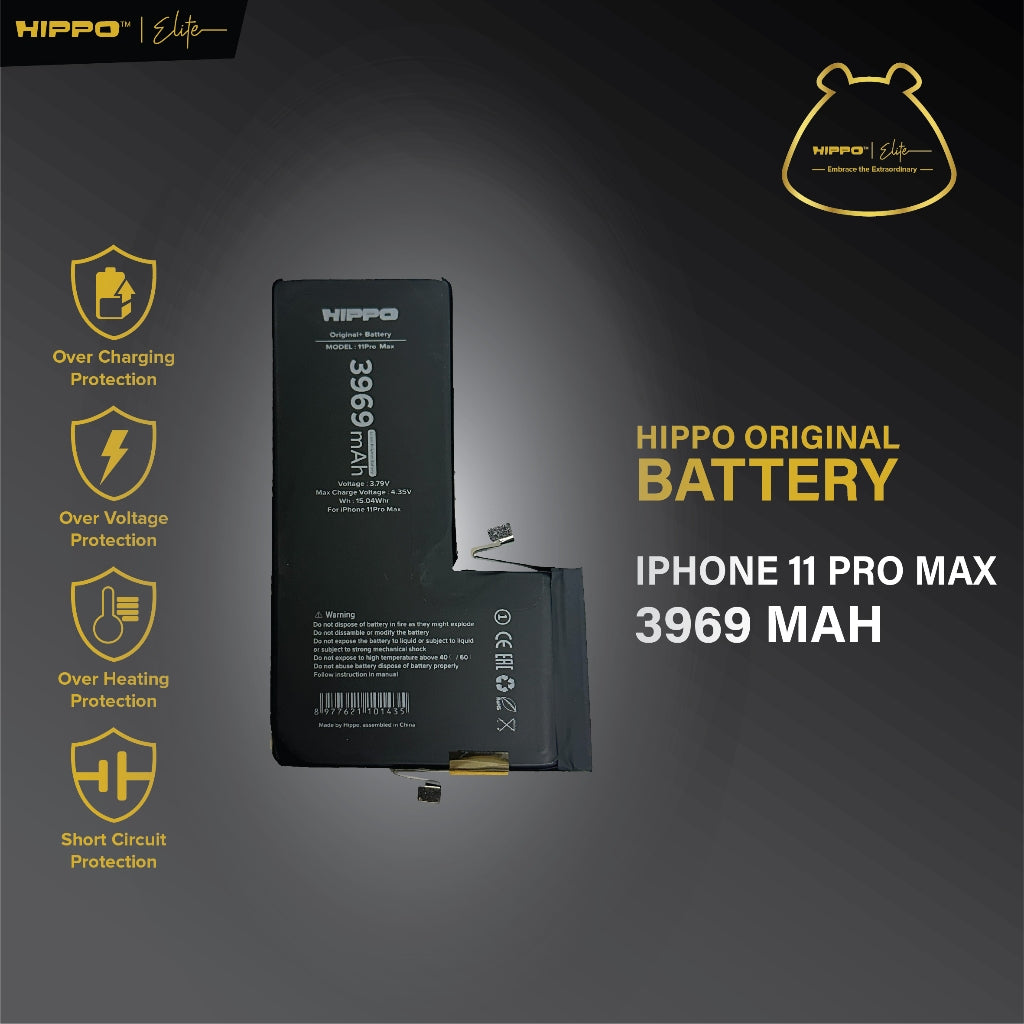 Hippo Baterai iPhone 11 Pro Max 3969mAh Original Battery Batere Premium Batu Batre Batrai Handphone Garansi Resmi