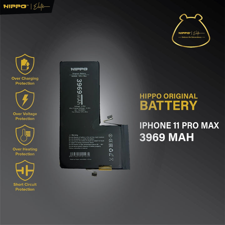 Hippo Baterai iPhone 11 Pro Max 3969mAh Original Battery Batere Premium Batu Batre Batrai Handphone Garansi Resmi