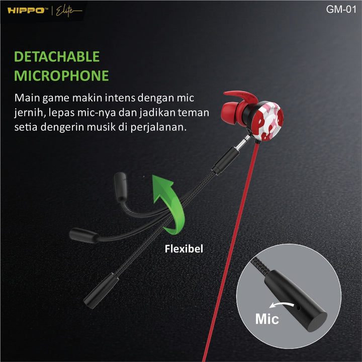 Headset Gaming Hippo Wired GM-01 Handsfree Cable Jack Dual Microphone 3D surround 5