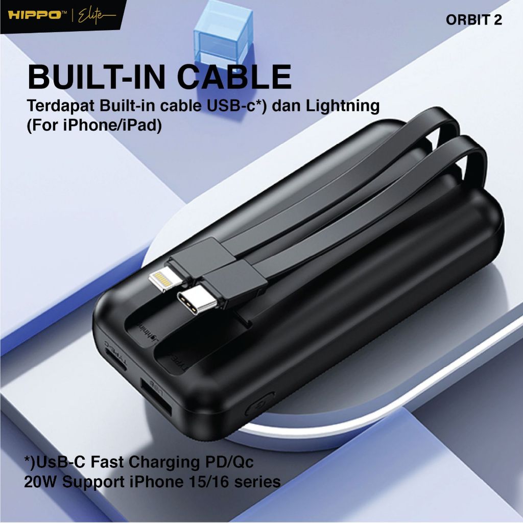 Hippo Powerbank Orbit2 10.000 Mah Pd 22.5W Type C Lightning Fast Charging Power Delivery Mini Size With Led In 4
