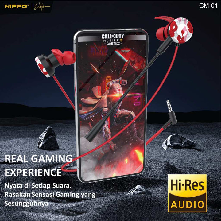 Headset Gaming Hippo Wired GM-01 Handsfree Cable Jack Dual Microphone 3D surround 3