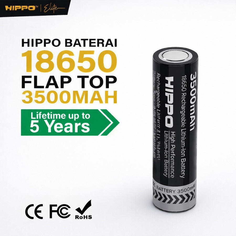 Hippo Elite Rechargeable Battery 18650 Flat Top 3500mAh
