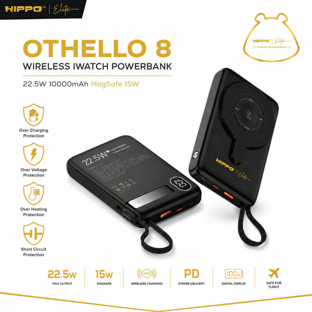 Hippo Elite PowerBank Othello 8 PD 22.5W 10000mAh MagSafe 15W iWatch SmartWatch Charging