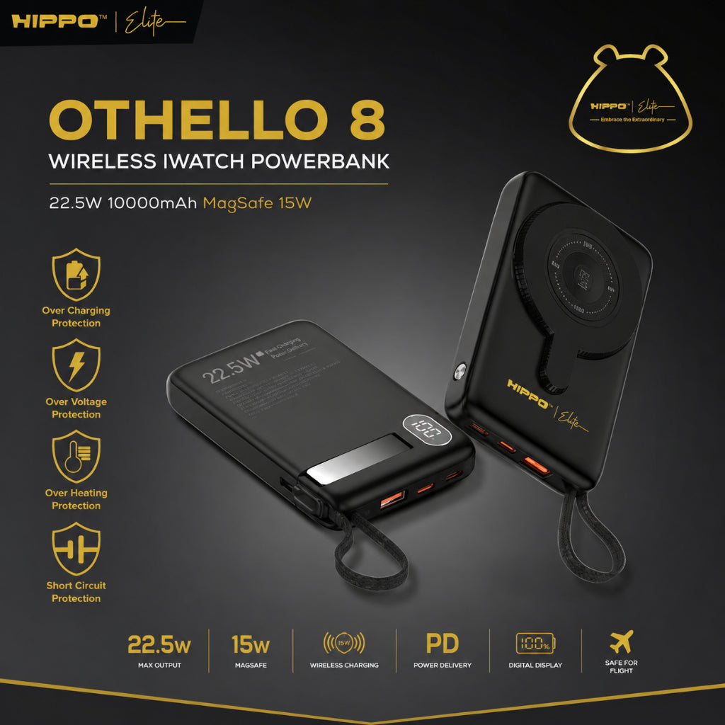 Hippo Elite PowerBank Othello 8 PD 22.5W 10000mAh MagSafe 15W iWatch SmartWatch Charging 8