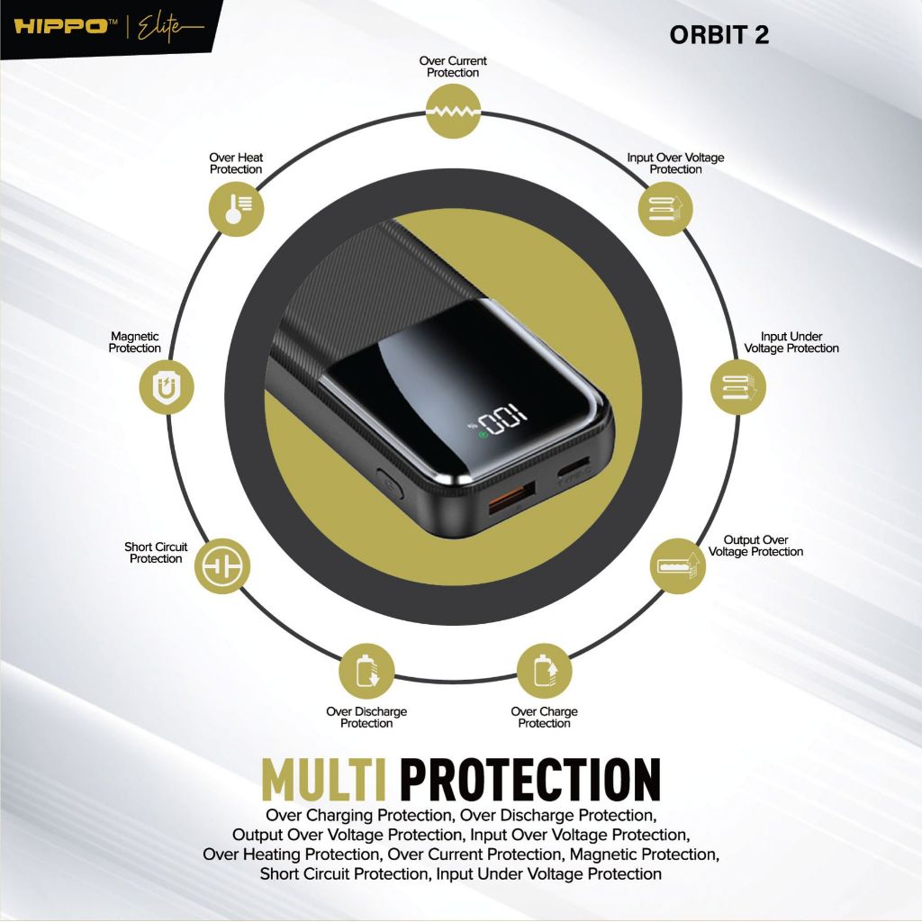 Hippo Powerbank Orbit2 10.000 Mah Pd 22.5W Type C Lightning Fast Charging Power Delivery Mini Size With Led In 7