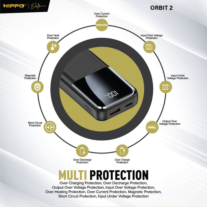 Hippo Powerbank Orbit2 10.000 Mah Pd 22.5W Type C Lightning Fast Charging Power Delivery Mini Size With Led In 7