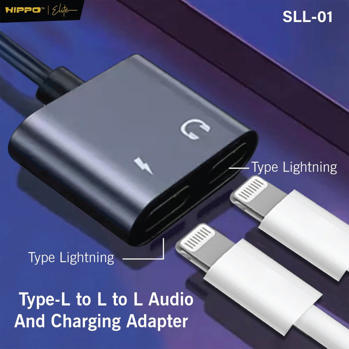HIPPO Kabel SPLITTER SLL-01 2in1 Lightning to Lightning + Lightning Coverter PUBG Charger+ Headset Open Mic iP 6