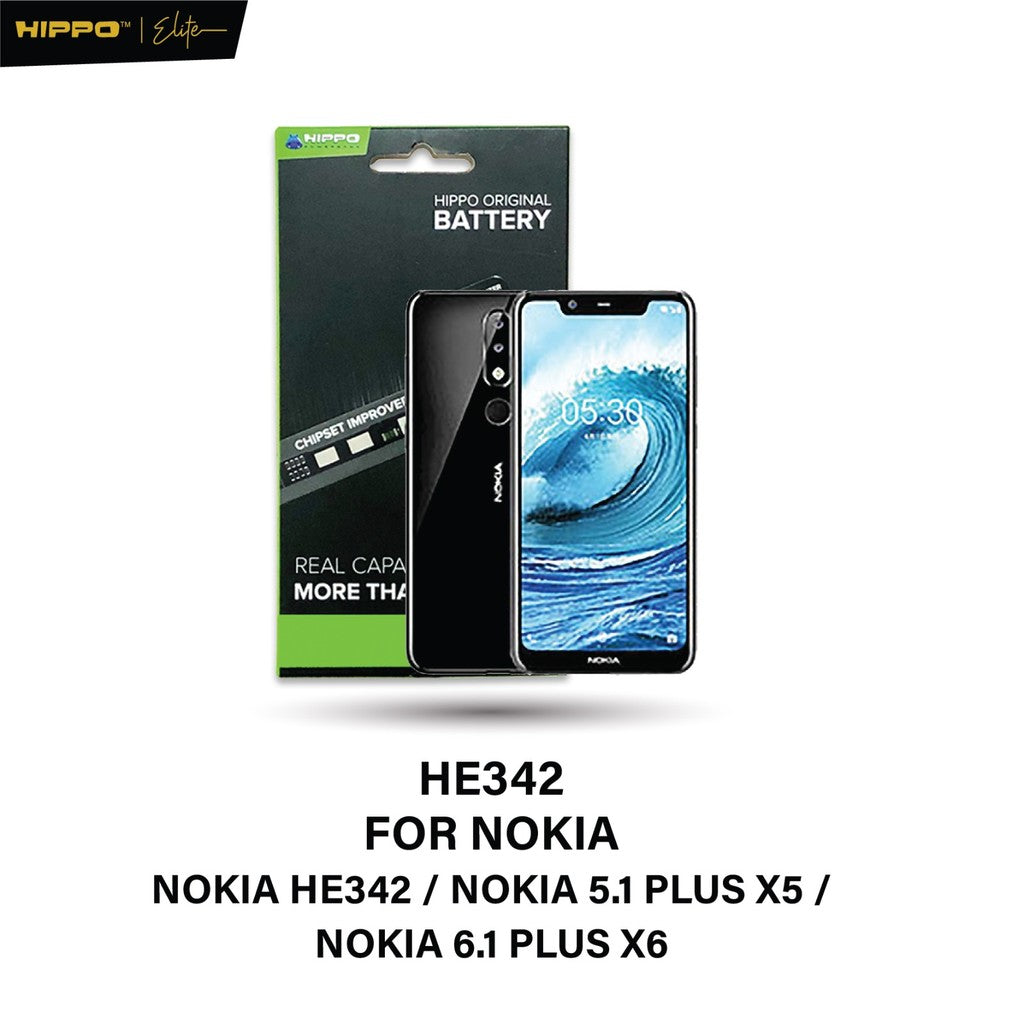 Hippo Baterai NOKIA HE342 5.1 PLUS X5 / 6.1 PLUS X6 2920mAh Battery Batere Batrai Batre Original Cell Garansi resmi