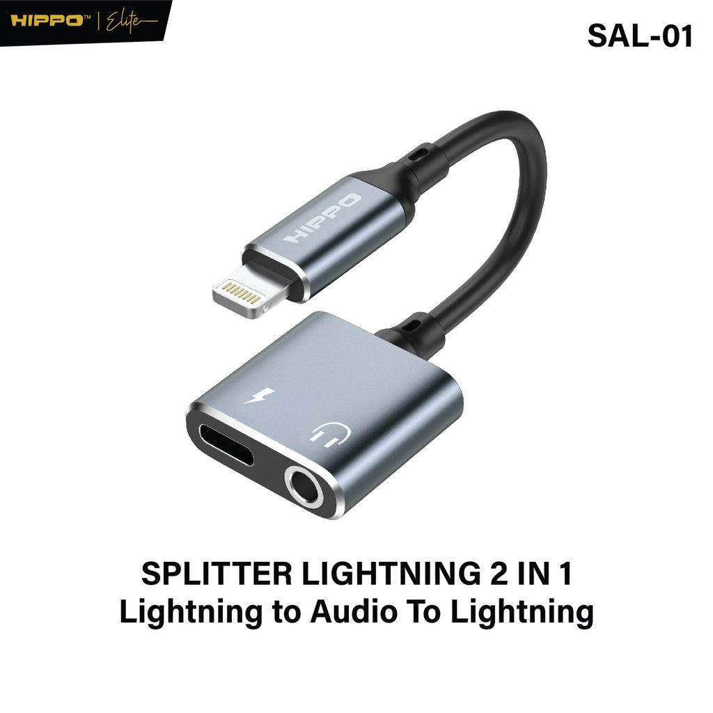 HIPPO Kabel SPLITTER SAL-01 2in1 Lightning to Jack 3.5mm Converter Support PUBG Charge + Mic iPhone 6 7 8 x 11 12 13 min