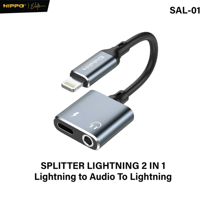 HIPPO Kabel SPLITTER SAL-01 2in1 Lightning to Jack 3.5mm Converter Support PUBG Charge + Mic iPhone 6 7 8 x 11 12 13 min