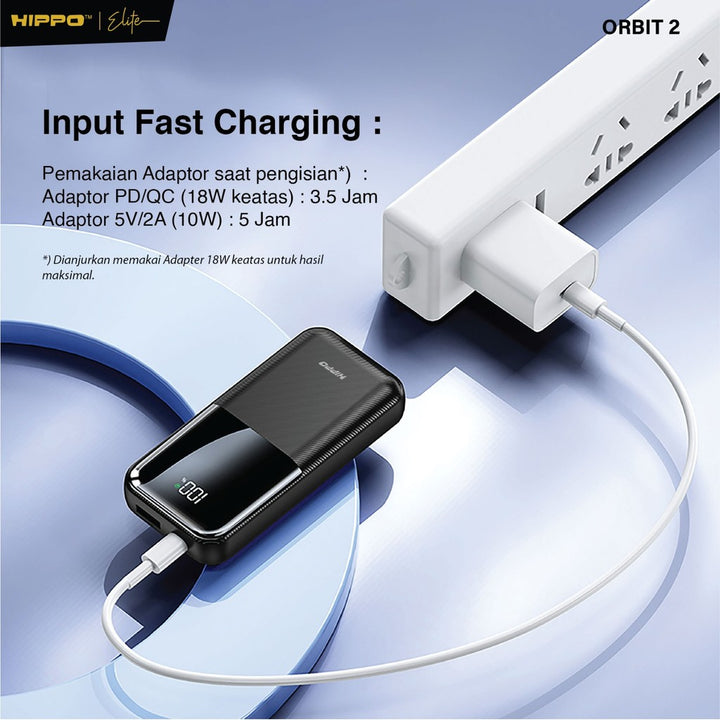 Hippo Powerbank Orbit2 10.000 Mah Pd 22.5W Type C Lightning Fast Charging Power Delivery Mini Size With Led In 5