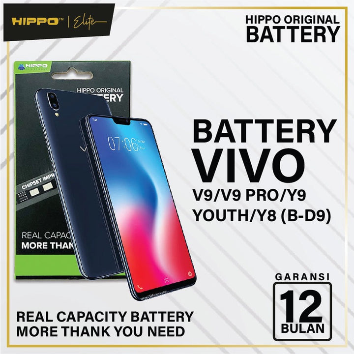 Hippo Baterai V9 / V9Pro / Y9 Youth/ Y8 B-D9 3760mah Original Cell Battery Batre Batrai Batere 2