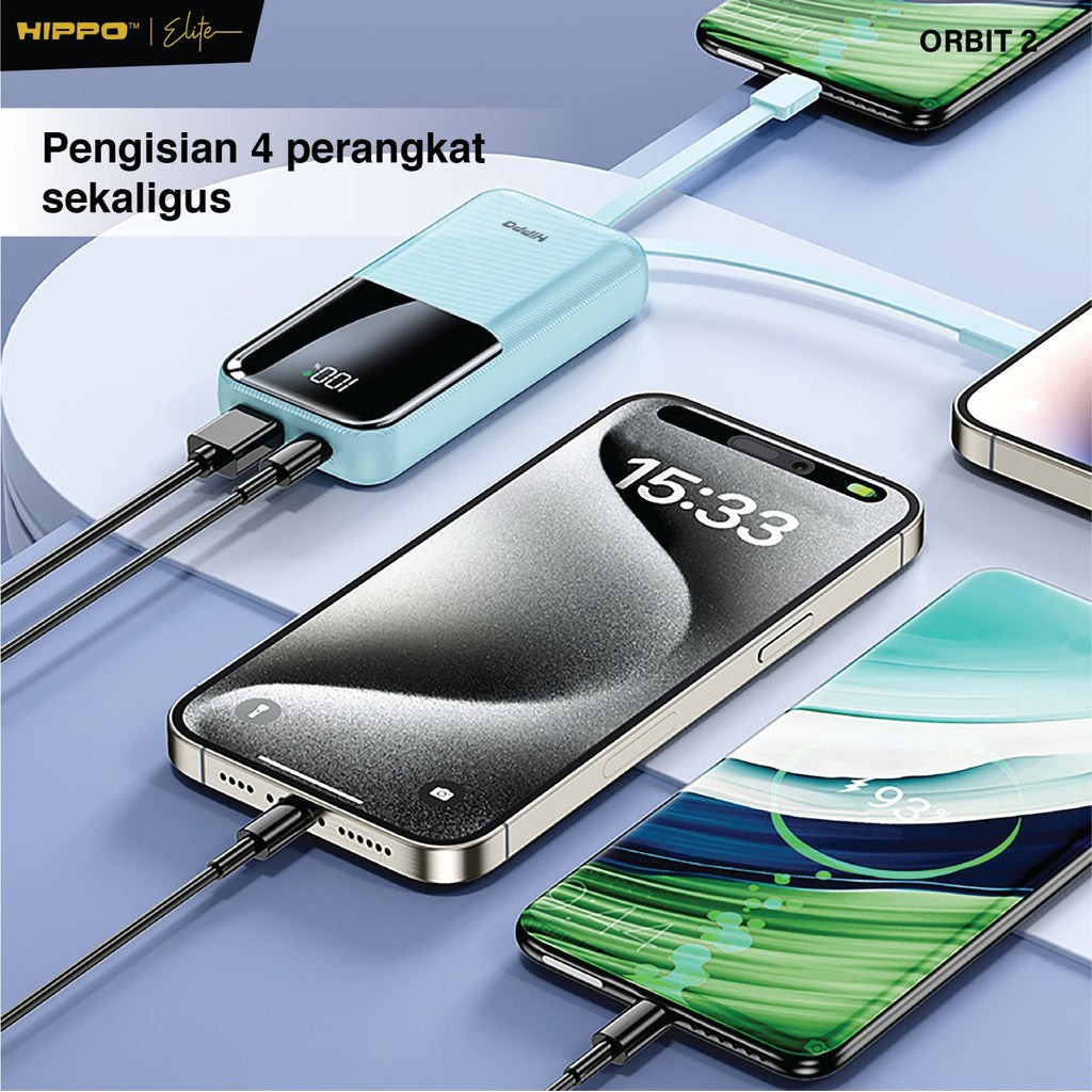 Hippo Powerbank Orbit2 10.000 Mah Pd 22.5W Type C Lightning Fast Charging Power Delivery Mini Size With Led In 8