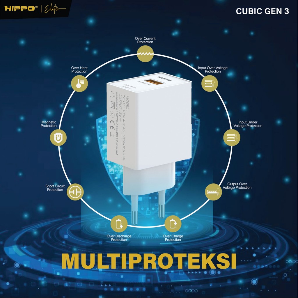 Hippo Adapter Cubic Gen 3 Smart Detec Charger 2.4A 3