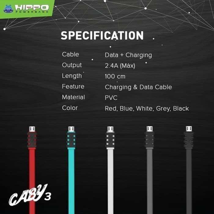 Hippo Kabel Data Caby 3 Quick Charging 3.0 Output Max. 2.1A - 100cm 4