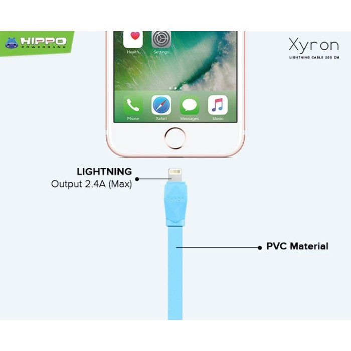 Hippo Xyron Lightning 200cm Kabel Data &amp; Charger iPhone iPad Panjang 5