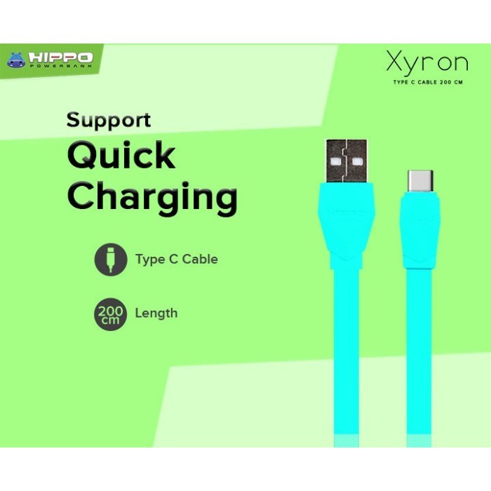 Hippo Kabel Charger Xyron Type C Kabel Data &amp; Charger 3.0 QC Length100cm