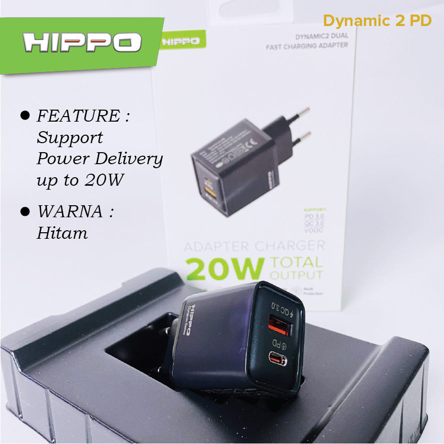 Hippo Adapter Charger Dynamic2 PD Singel Port Power Delivery Dual Port 20W Black 4