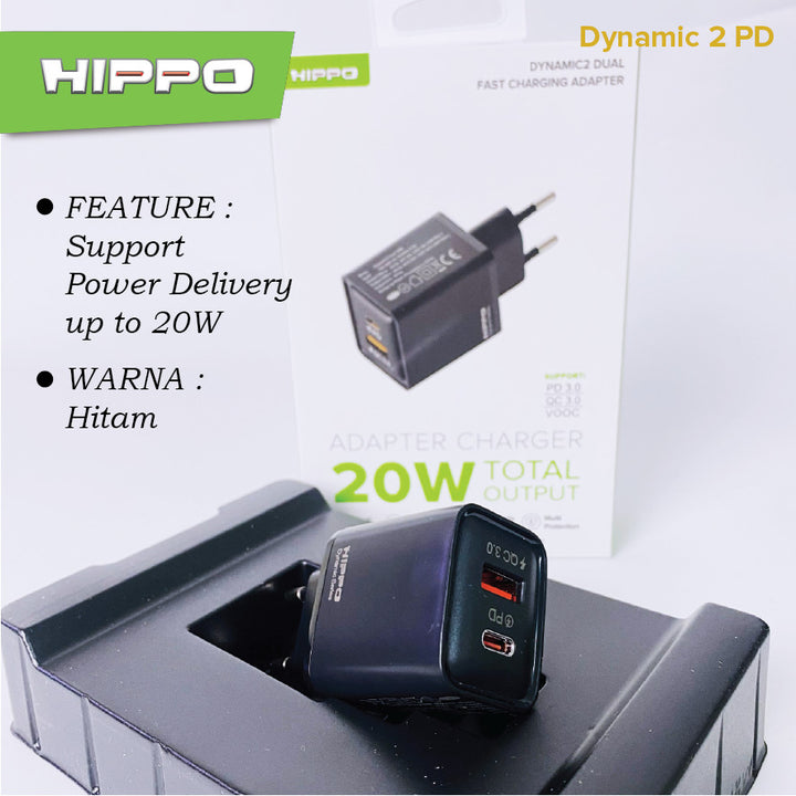 Hippo Adapter Charger Dynamic2 PD Singel Port Power Delivery Dual Port 20W Black 4