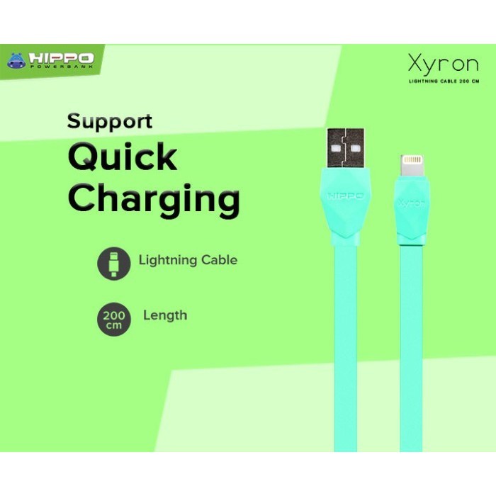 Hippo Xyron Lightning 200cm Kabel Data &amp; Charger iPhone iPad Panjang 2