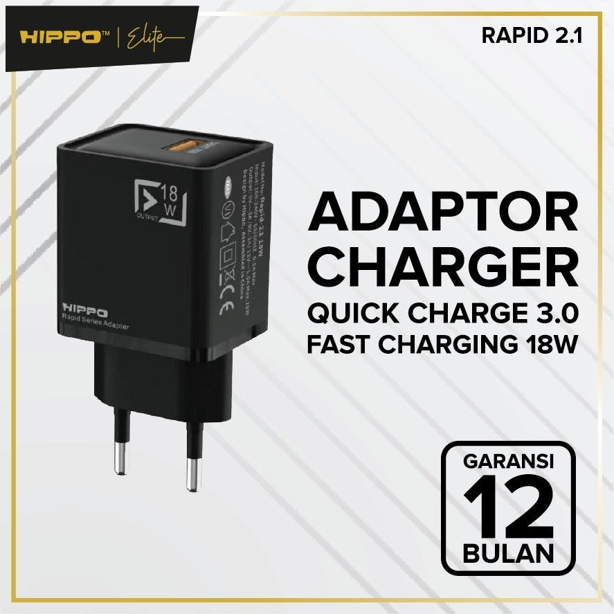 Hippo Adapter Charger RAPID 2.1 QC 18W Quick Charge 3.0 Adaptor Fast Charging  Adaptor Qualcomm 4
