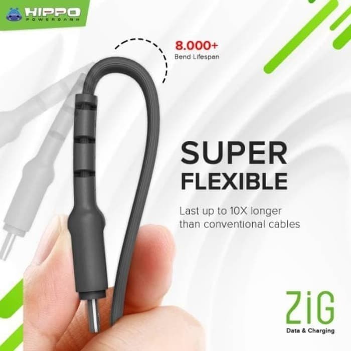 Kabel Data Hippo ZIG Type C USB 100cm - Qualcomm 3.0 - Quick Charging 3