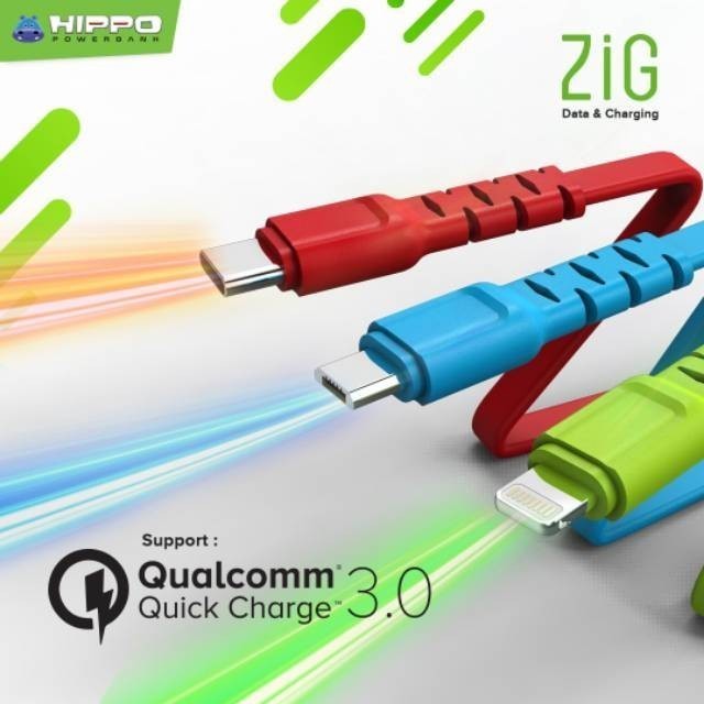 Kabel Data Hippo ZIG Iphone / Lightning USB 100cm - Qualcomm 3.0