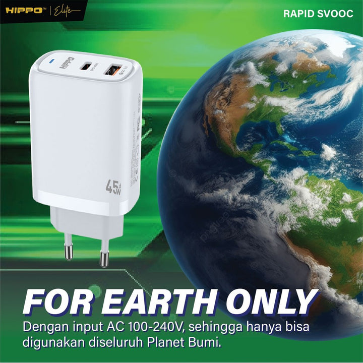 Hippo Elite Rapid Svooc 67W Adaptor  Oppo Realme Super Vooc 2Port Usb A C Kepala Charger Casan Adapter Fast Ch 2