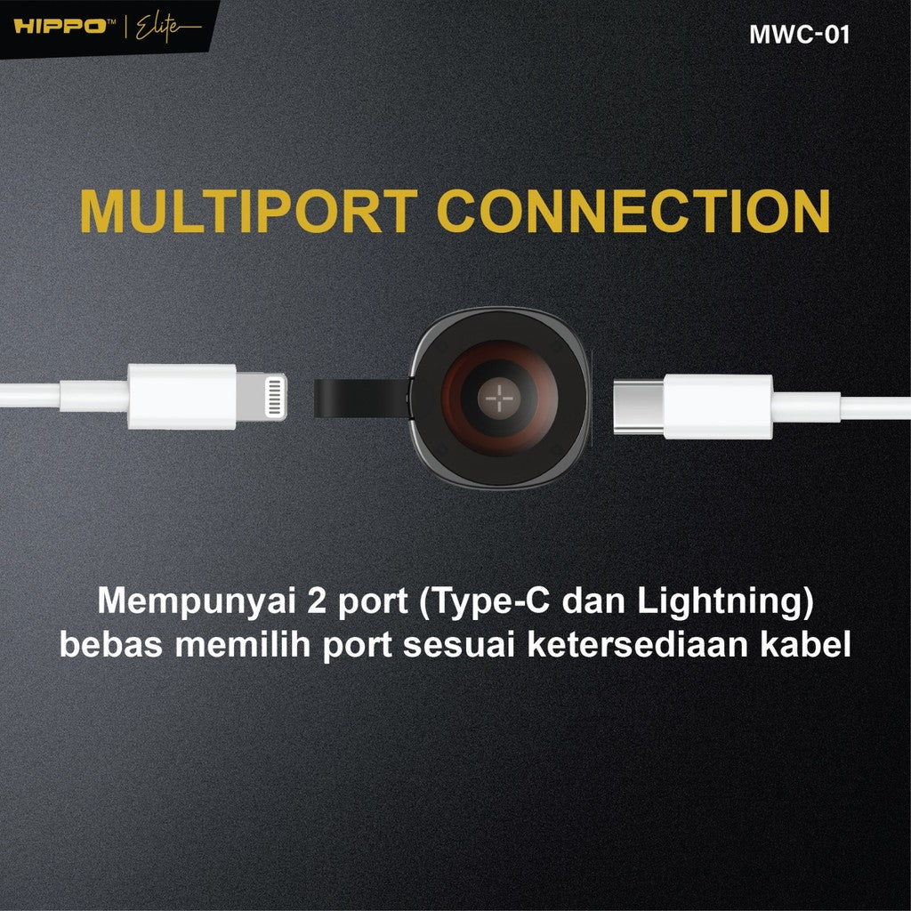 Hippo Elite MWC-01 Magnetic Wireless Charger Iwatch 2.5 Watt Dual Input Lightning Type-C For Apple Watch Ultra 3