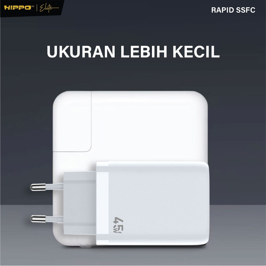 Hippo Elite Rapid SSFC 45W Adaptor Samsung Super Fast Charging  2 Port Usb A C Kepala Charger Casan Adapter Fa 4