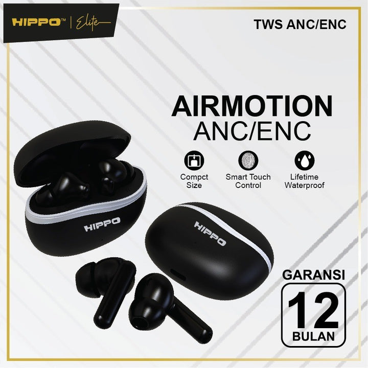 Hippo TWS Airmotion ANC dan ENC BT 5.3 Function Touch Control IPX4 Waterproof HD Voice