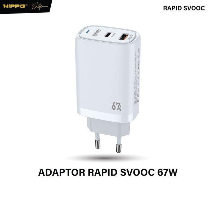 Hippo Elite Rapid Svooc 67W Adaptor  Oppo Realme Super Vooc 2Port Usb A C Kepala Charger Casan Adapter Fast Charging Mul