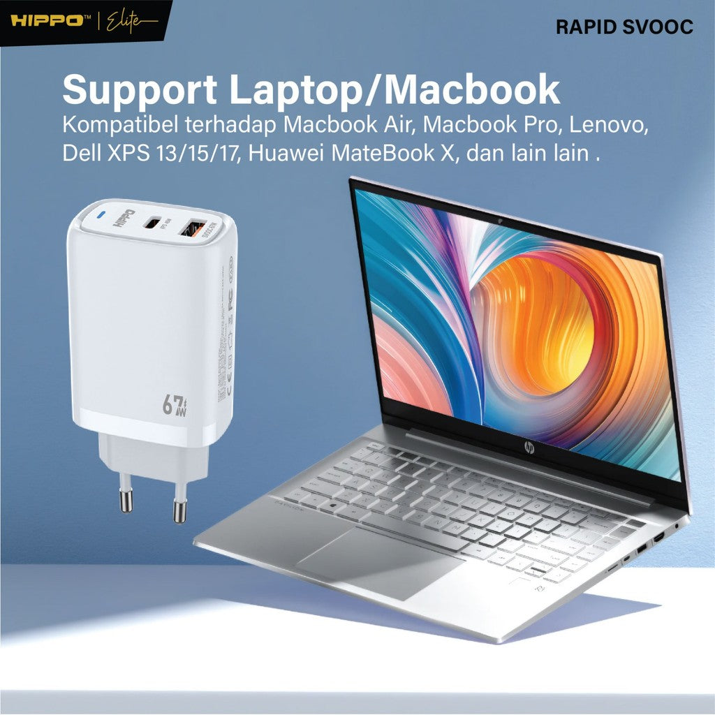 Hippo Elite Rapid Svooc 67W Adaptor  Oppo Realme Super Vooc 2Port Usb A C Kepala Charger Casan Adapter Fast Ch 4