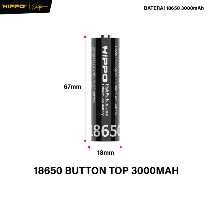 Hippo Baterai Cas 18650 Flat Top &amp; Button Top 3000 Mah 10A Garansi Resmi Hippo