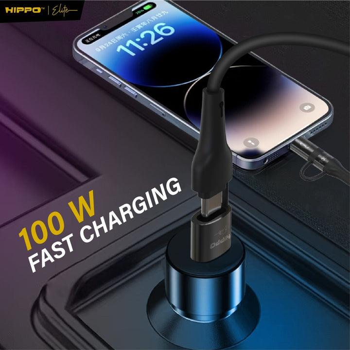 Hippo Elite Quadrion Kabel Data USB 4 IN 1 PD 100W Type C Lightning USB A CABLE Fast Charging 4